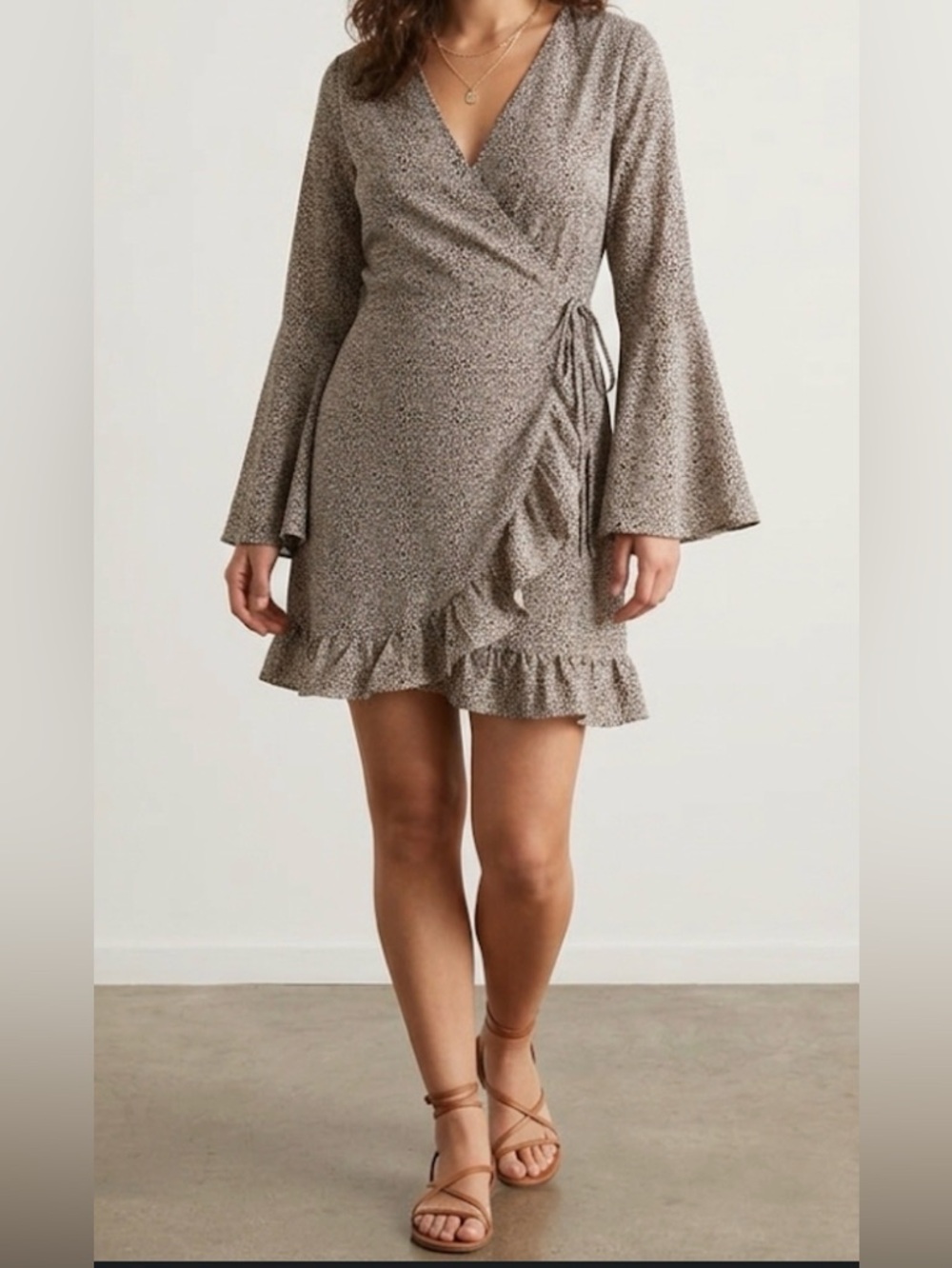 Altar'd State Black and White Bell Sleeves Wrap Dress Size L